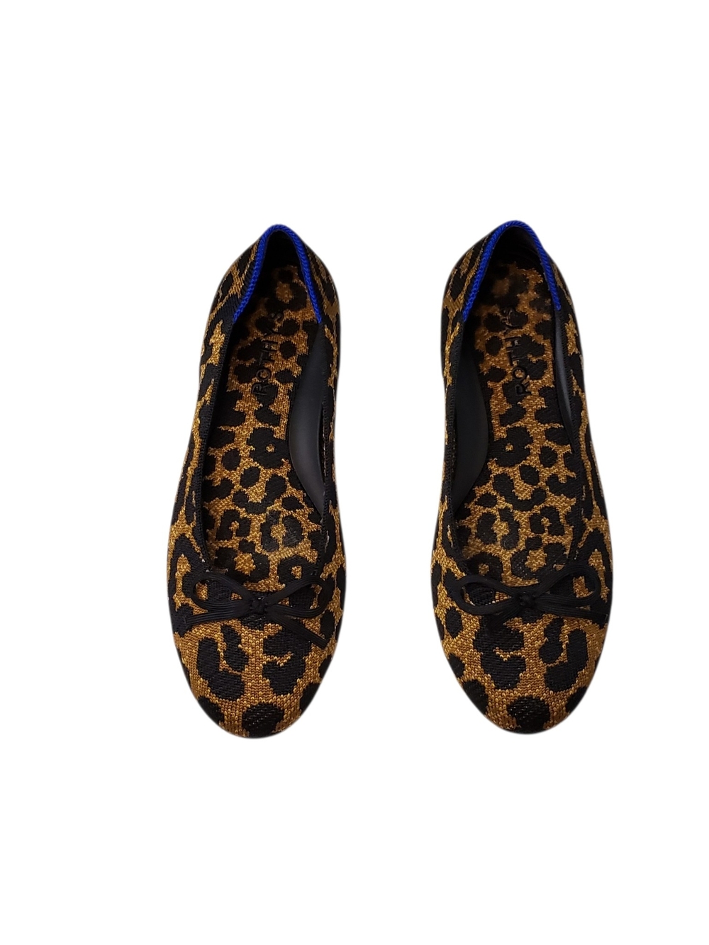 Rothy's Leopard Print Gold and Black Ballet Flats